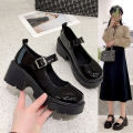 Korean Small Leather Shoes Women's Korean-Style Daily Big round Toe jk Uniform ins Black Retro lo Thick Bottom Mary Jane Shoes. 
