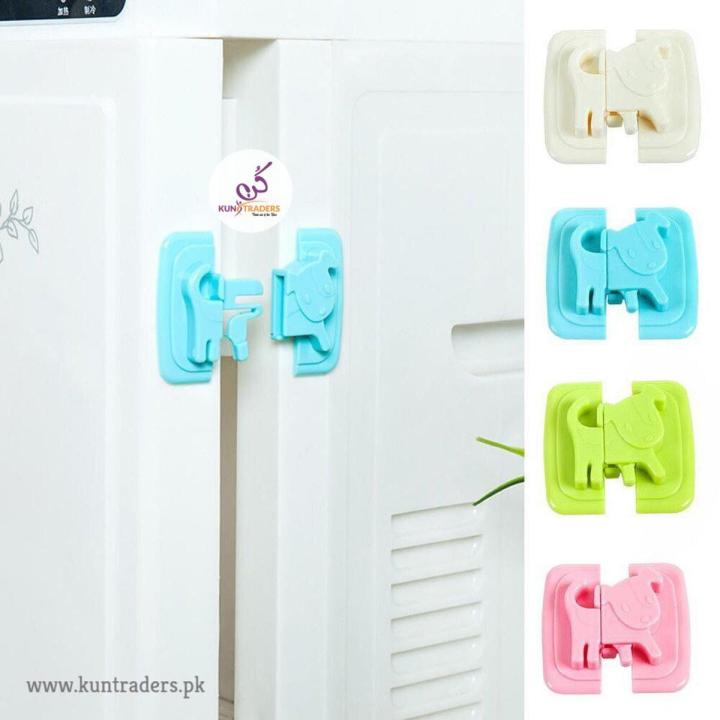 KUN Gadgets 2 Pcs Pack of Plastic Safe Animated Door Protection Refrigerator Drawer Lock - KN-385