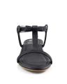Black Faux Leather Sandals For Women. 