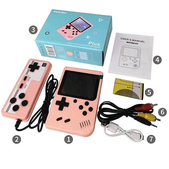 New SUP Box PLUS Edition 2 Player Portable Game Console Support TV Connection Pink