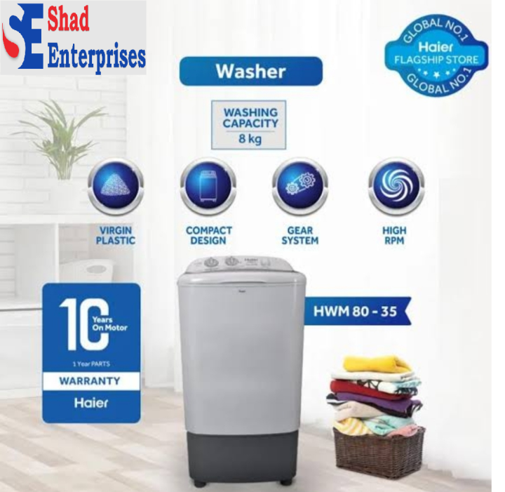 Haier HWM 80-35 Semi Automatic Single tub Washing Machine - Capacity:8 Kg Powerful Motor