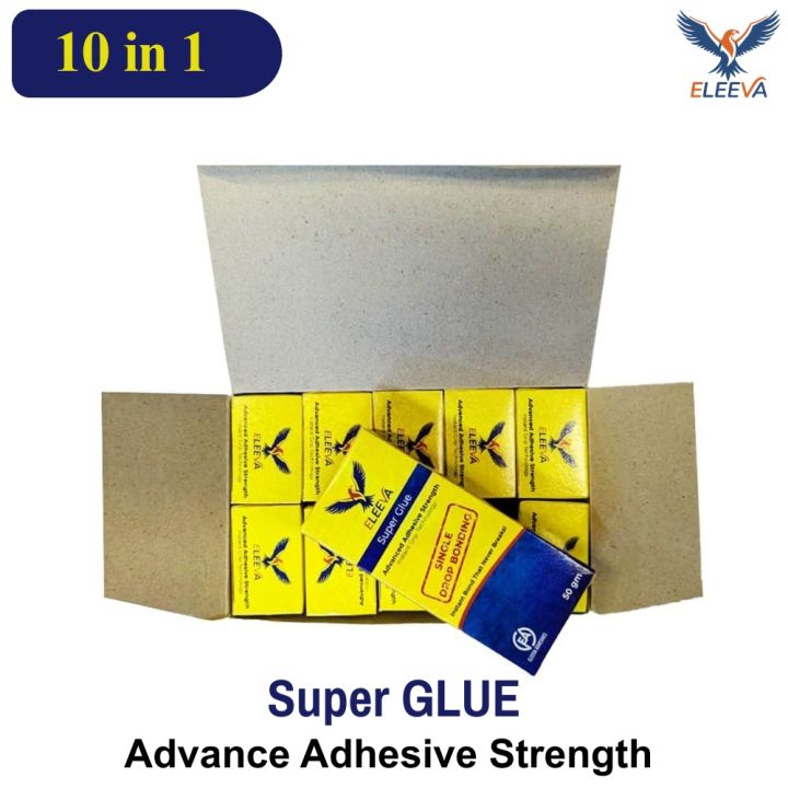 ELEEVA Super Glue (10pcs in 1 Box – 50gm) | Advance Adhesive Strength Instant Grip Technology | Super Glue Price in Pakistan | Best Industrial Super Glue in Pakistan | Eleeva Super Glue – Fast-Drying Adhesive for Metal, Plastic & Wood – Pakistan