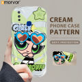 AMORVOR for Vivo Y17 Y15 Y12 Back Cover With Holder Powerpuff Girls Texture Phone Case Wavy Edge Soft Silicone Cover. 