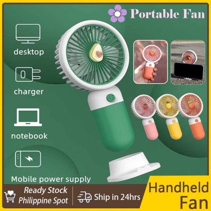AnDyN Mini Fan Strawberry Avocado Handheld Portable Fan USB Rechargeable Fan with Phone Holder Function for Student Dormitory Office Desktop or Outdoor Fan