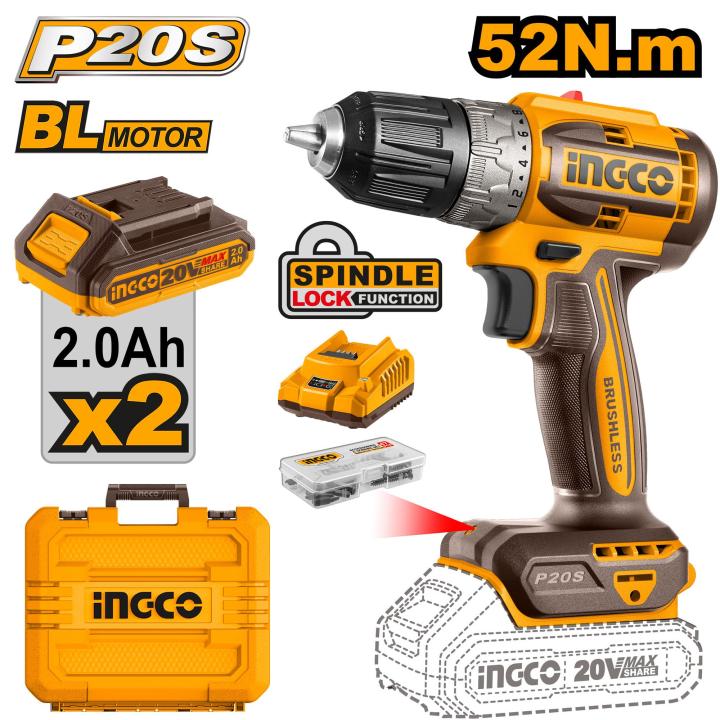 Ingco Brushless cordless drill 20V CDLI20453
