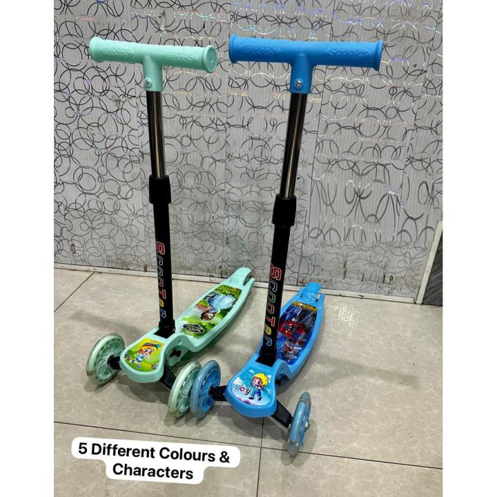 Kids Scooty Pretend Play 3 Wheel Scooter With Adjustable Height And Foldable For KidsFiber Made Daraz.pk