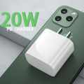 100% Original 20W PD Charger - 2PIN US Plug Fast iPhone_PD Charger With Type-C to Lightning Cable 20W Supported | Power Adapter for iPhone. 