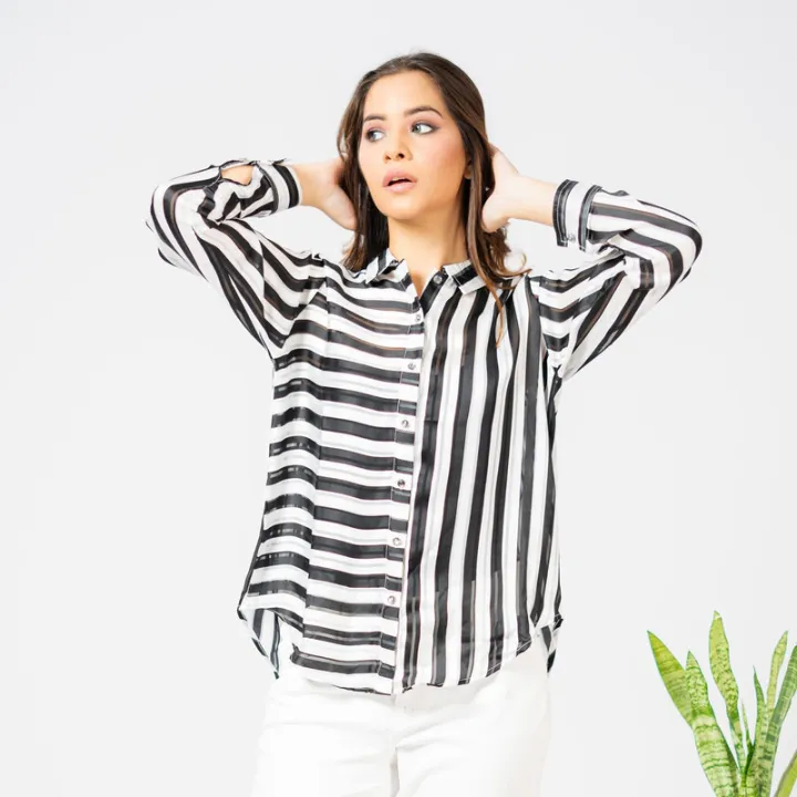 Women's%20Contrast%20Stripe%20Printed%20Casual%20Shirt%20%20White%20&%20Black%20-%20Image%207