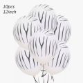 Pack of 10Pcs White Zebra Print Latex Balloons For Jungle / Safari / Wild One Theme Birthday Party Decoration and Celebration. 