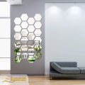 Evento Silver Acrylic Mirror Hexagon 3d Wall Sticker Sets Decore Art Hexagonal Design Decoration For Home Decor Living Bed Room And Offices And For Gifts Piece Item (12 pieces). 