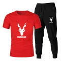 Markhor Design Printed Cotton T Shirt And Trouser Set Casual Wear Shirts For Men. 