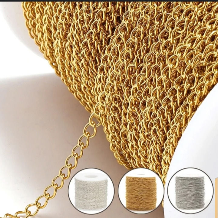 5/10/50 Yard stainless steel extension chain 2mm gold necklace chain for bracelets diy chain accessories jewellery making crafts