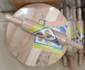 Rotti Chakla + Balan  board with Rolling Pin - Best Quality - Carved Of Single Wood Block - ( Non Toxic Natural Wooden Color ). 