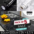 [Pack of 5] Self Adhesive Marble Sheet for Kitchen - Anti Oil and Heat Resistant Wallpaper. 