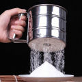 Stainless Steel Flour Sifter with Hand Press Design, Sieve Cup with Measuring Scale for Baking Flour, Powdered Sugar and Other Flour - Flour Shaker(Silver). 