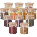 200ml Glass Jars with Bamboo Lids Set of 10, Air Tight Kitchen Food Cereal Containers for Storage, Canister Set for candles  Jam Pasta Spaghetti Tea.... 