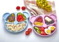 2 Pcs Plastic Kids Food Organizer Plate. 