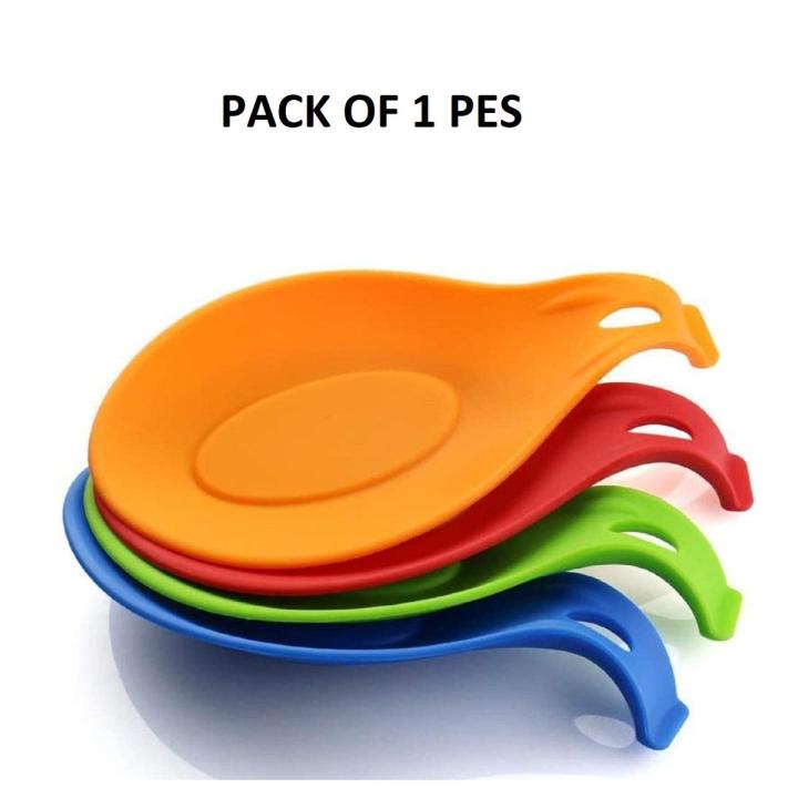 2 Pieces Set Kitchen Silicone Spoon Rest /Placemat Heat Resistant Kitchen Utensil Rest Ladle Spoon Holder Colorful Spatula Holder Rest Kitchen Tool -Use for kitchen to lay down your spoon, brush, utensils, and so on