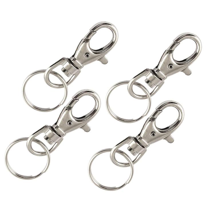 Silver Tone Metal Trigger Lobster Clasp Key Chain Keyring 4 Pcs