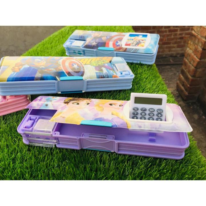 Calculator gometry box for boys & girls-cartoon characters gometry- gometry box for kids with rotating calculator with full battery health-100 % original pics and best quality with double sided