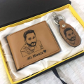 GENUINE QUALITY CUSTOMIZE NAME AND PICTURE ENGRAVED WALLET AND KEYCHAIN WITH BOX PACKING. 