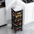 5 layer Floor Rotating Storage Rack Vegetable Fruit Storage Rack Kitchen Bathroom Storage Rack Rotating Vegetable Fruit Basket. 