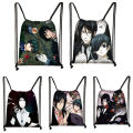 Anime Black Butler Drawstring Bag Boys Girls  Backpack Sebastian Michaelis Cartoon Student School  Bag Teen  Travel Knapsack. 