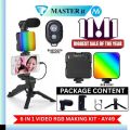 RGB 6 in 1 Video Making Vlogging Kit With Remote - Tripod For Smartphone & Camera Vlog Kit - Mini LED Video Light Extendable Phone Clip, Tripod with Adjustable Brightness, for Live Stream Vlog Video Shooting Video Conference. 