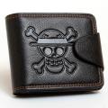 【BestGO】One Piece Road Flight Dompet One Piece Straw Hat Logo  PU Leather Wallet Hitam Pendek - International. 
