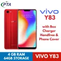 Vivo Y83 Smartphone with Finger Print Scanner & Face Unlock 2023 | 6.2" FHD IPS Screen | 4+64GB | 16MP+13MP AI Camera | PTA Approved | Dual Sim | 3260mAh | Gaming Phone | Brand New with Box & Charger | Genuine & Cheap | Lowest Price. 