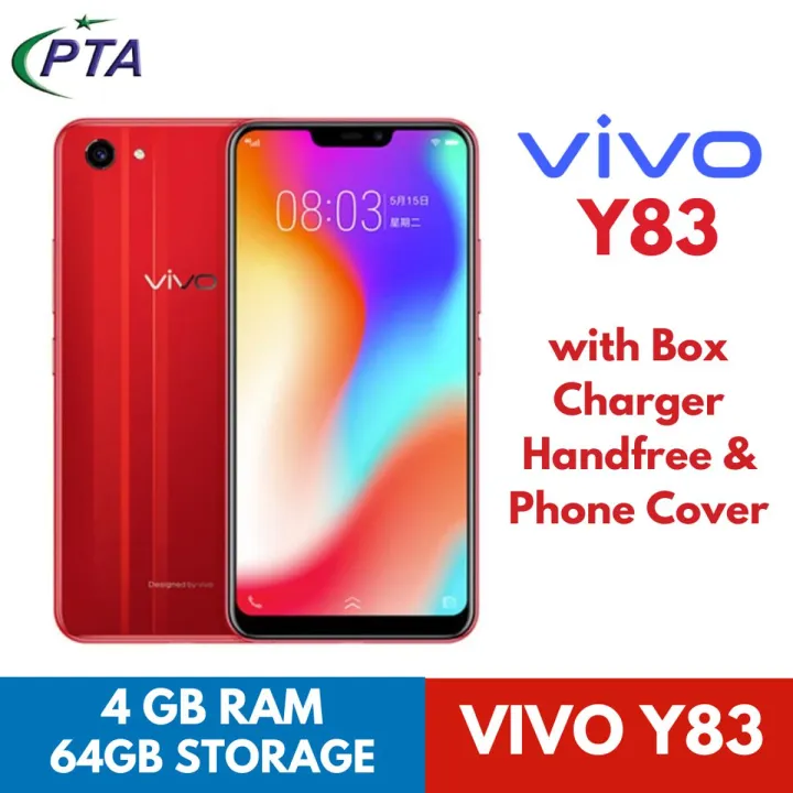 Vivo Y83 Smartphone with Finger Print Scanner & Face Unlock 2023 | 6.2" FHD IPS Screen | 4+64GB | 16MP+13MP AI Camera | PTA Approved | Dual Sim | 3260mAh | Gaming Phone | Brand New with Box & Charger | Genuine & Cheap | Lowest Price