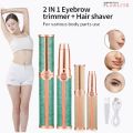 Flawless 2 in 1 Electric Eyebrow Trimmer and Shaver, Rechargeable Hair Remover for All Parts. 