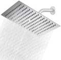 Rain shower Head 8 Inches Square Rain Shower Head Large Stainless Steel High Pressure Shower Head Ultra Thin Rainfall Bath Shower with Silicone Nozzle Easy to Clean and Install Chrome Shower Head. 