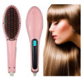 HQT-906 LCD Temperature Display Electric Hair Straightener Brush Fast Heating Comb Hair Brush Beauty Tools. 