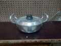 Adonized Aluminum  Small Round Wok Casserole Pot Karahi with Lid 700 Grams Cooking. 