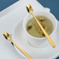 Square Head Long Handle Teaspoon Creative Stainless Steel Spoon Coffee Stirring Spoons Kitchen Tableware. 