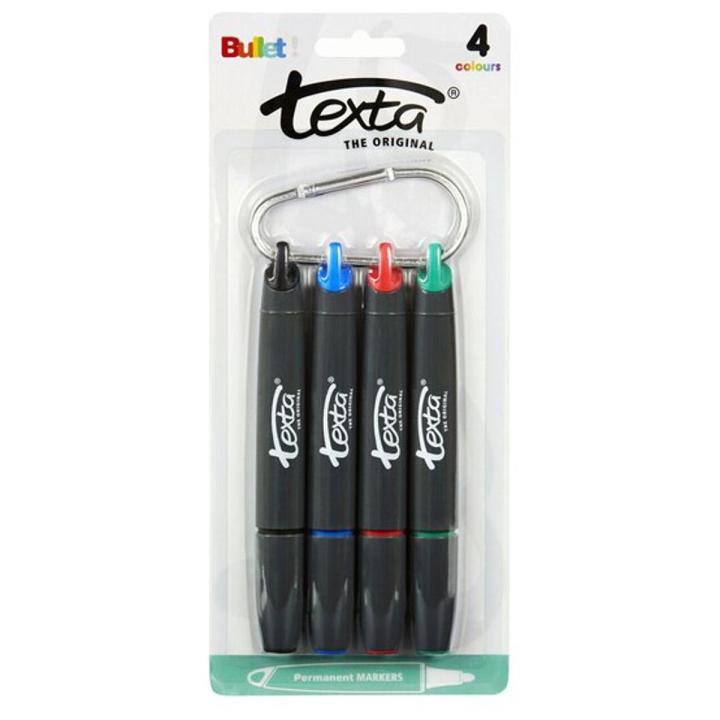 TEXTA PERMANENT MARKER ASSORTED COLOURS PACK 4