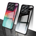 PlusCase for Xiaomi 14T / 14T Pro Case Glass Nebula Pattern Hard Shockproof Phone Back Cover. 