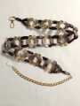 Beaded Belt with Gold Chain & Marble Bead for Women | Unique Style Belt For Girls | 28 Inches. 