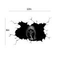 Halloween Evil Skull Sticker Broken Glass Window Effect Keep Silent Gesture Black Grim Reaper Sticker Car Window Decal. 
