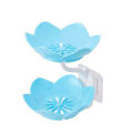 Double Layer Flower Shaped Soap Tray Removable Soap Dish Non- Slip Storage Self- Adhesive Bathroom Accessories. 