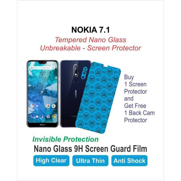 Nokia 7.1 Screen Protector Nano Glass 9H (Tempered) Unbreakable - Anti Shock -