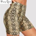 Fashion Leopard grid Print Women's shorts cycling Casual Snake Print Women cycling High waist shorts femme. 