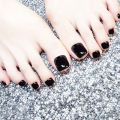 Foot Wear Nail 24 Pieces Box Foot Nail Patch White Nails Black Toenails Wear nail art pieces. 