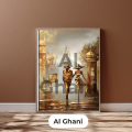 Golden Paths and Dreamy Docks: A Journey in Art 🏙️✨| Size 12x18 inches | Modern Design | 2 piece Design| Painting and Wall decor | Al Ghani. 