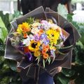 Mother's Day Flower Bouquets Wrapping Paper 20 Sheets Black. 