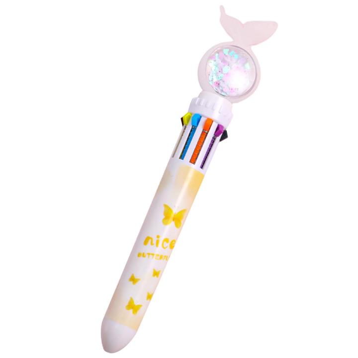 Multicolor Pen Eco-friendly 10 Colors Cartoon 0.5 mm Shuttle Pen