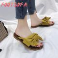 Womens Ladies Girls Korean for Solid Color Bow tie Heel Sandals Slipper Beach Women Casual Flat Fashion Shoes Work. 