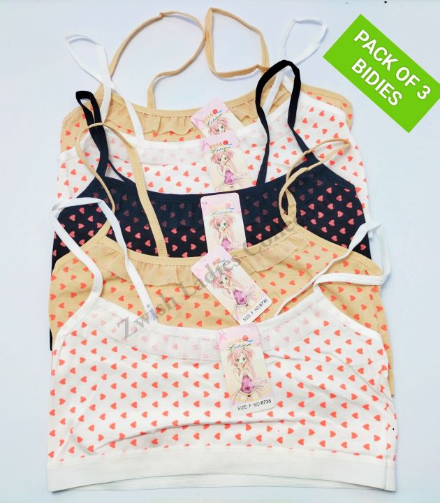 Pack of 3 - High Quality Soft Cotton | Non Padded| Steel Free| Stretchable | Girl's Training Bras| Bidies for girls| Vest for girls| 10-18 Yrs Teenager Girls
