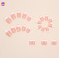 YM TRADERS Press on Nails 12pcs set | French nails Pink , Transparent. 